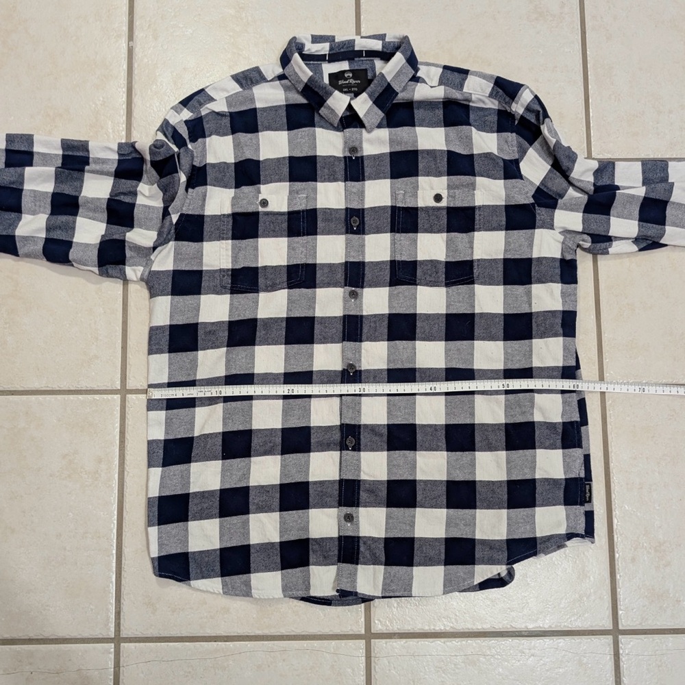 WindRiver Blue & White Men’s 2XL Flannel Plaid Shirt - Picture 6 of 15